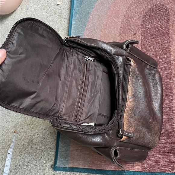 Vintage Genuine Leather 90s Y2K Brown Backpack - Picture 8 of 16
